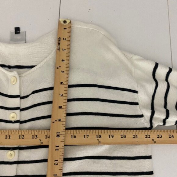 Cabi  Turnabout Reversible Cardigan Sweater Medium black n white stripes 6164 - Picture 9 of 10